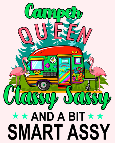 Wreath Sign, Camping Wreath Sign, Camper Queen, 8x10